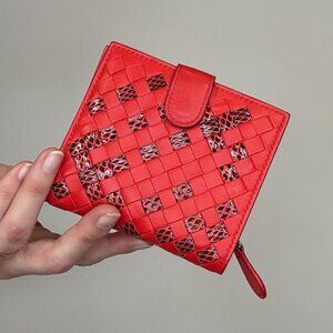 Bottega Veneta Red Intrecciato Wallet